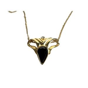 Gold & Black Rhinestone Female Empowerment Sliding Pendant Necklace 18 Inch